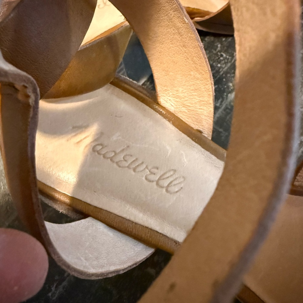 Madewell Brown Leather Ankle Strap Block Heel Sandals Size 8.5 - Picture 6 of 8
